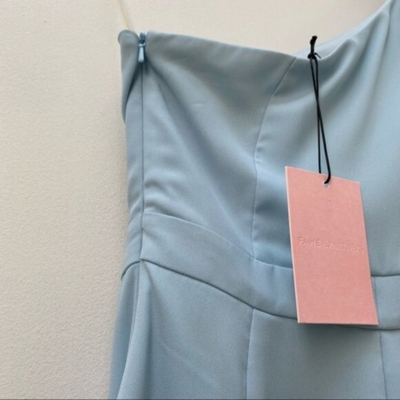Fame and Partners Dress Blue One Shoulder A-Line Gown Size 6 NWT - Picture 3 of 5